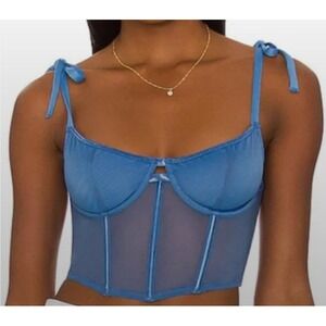 KAT THE LABEL Femme Bustier Mesh Boned Revolve M Blue